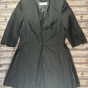Max Mara One Button silk linen Blazer Size 8 color black New Vintage made Italy
